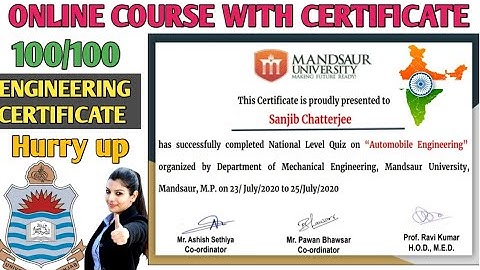 Free Webinar With Certificate | Online Free Automobile engineering Certificate | Online quiz  With C
