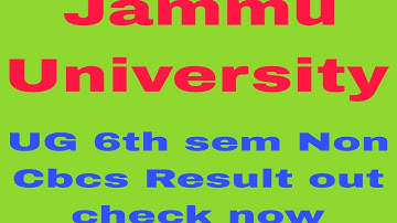 Jammu University UG 6th sem Result out check now
