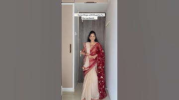 Karwachauth Saree Drape with Dupatta✨ #sareefashion #sareedraping #styling #youtubeshorts #tutorial
