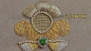 Goldwork, цветок, ч -5. Вышивка канителью. Процесс без слов.