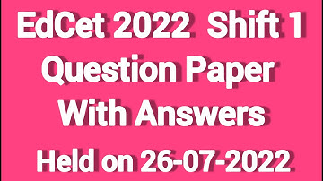 EdCet 2022 II Previous Question Paper With Answers II Shift1