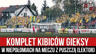 Komplet kibiców GieKSy w Niepołomicach na meczu z Puszczą [LEKTOR] (15.10.2022 r.)