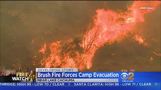 One fire in santa barbara county forced a summer camp to evacuate
hurry. kara finnstrom reports.