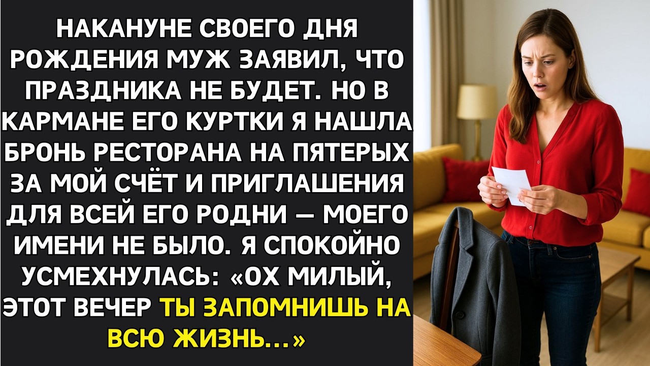 В кармане мужа я нашла бронь ресторана на пятерых,  моего имени там не было, зато был чек на 38 тыс.