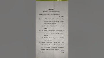 OOPs (Object Oriented Programming using C++) Sem-3 BCA-301 Question Paper by CCSU Meerut 2020-2021
