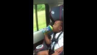 Niece Sleep In Car Seat While Drinking Sippy Cup