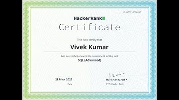 SQL Advanced Skill Certification Part- 1 Test on Hacker rank || #hackerrank  #EarnedFreeCertificate