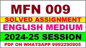 mfn 9 solved assignment 2024-25 | mfn 9 solved assignment in english 2025 | mfn 9 2024-25