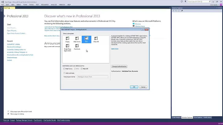 Microsoft .Net MVC 5 - Basic Template Setup in Visual Studio 2013