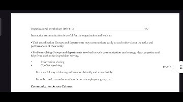 PSY510 Lecture 28 Organisational Psychology Short Lecture VU Lectures