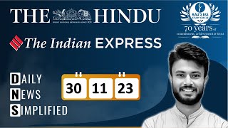 The Hindu & The Indian Express Analysis | 30 November, 2023 | Daily Current Affairs | DNS | UPSC CSE