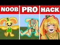 Pixel art(NOOB vs PRO vs HACKER) Bunzo bunny in minecraft