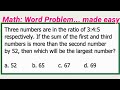 RATIO of 3:4:5 ... If the sum of the first and third numbers is... Word Problem | Math