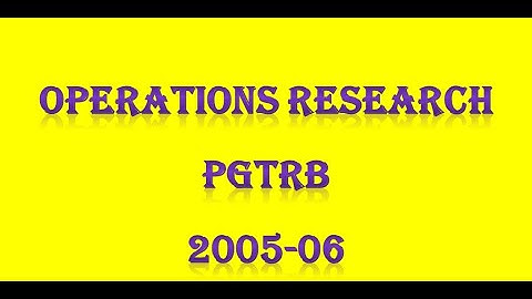 PG TRB/ POLYTECHNIC OPERATIONS RESEARCH PGTRB 2005-06