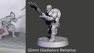 3 Retiarius. One Gladiator Class - Miniature 32Mm