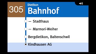 VBZ Ansagen » 305 Dietikon, Bahnhof — Kindhausen AG | SLBahnen