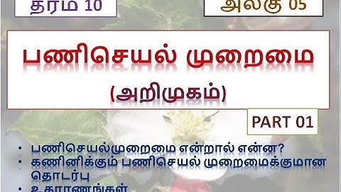 GRADE 10/UNIT 5/பணிசெயல்முறைமை (Intro) - PART 1/ICT/Tamil Medium