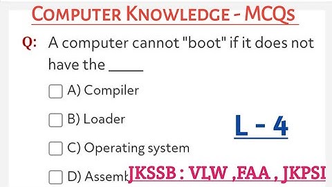 MCQs On Computer Knowledge JKSSB | VLW,  FAA,  JKPSI L-4 #jkssbvlw