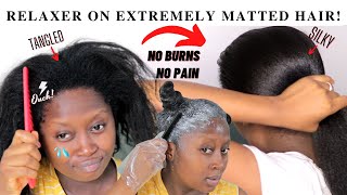 How I relax my extremely matted hair | Relaxer Retouch Routine