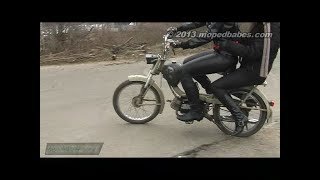 Mofa Kreidler Cranking riding Girls | Vintage Moped women 2-stroke bike moto