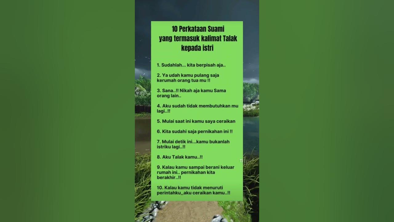 10 PERKATAAN SUAMI YANG TERMASUK KALIMAT TALAK KEPADA ISTRI #Shorts