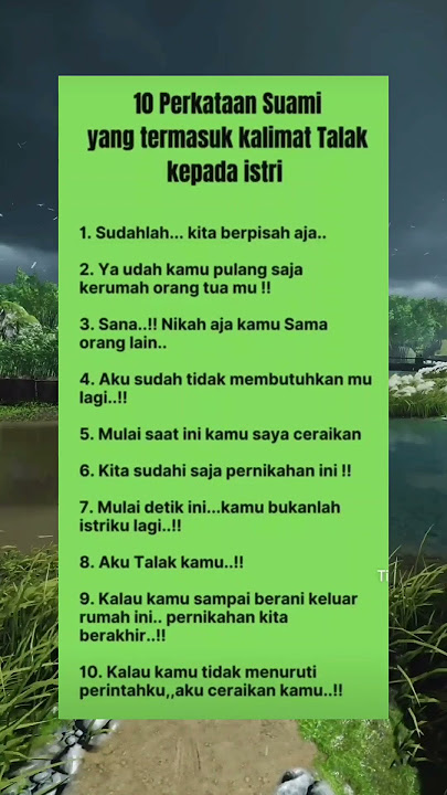 10 PERKATAAN SUAMI YANG TERMASUK KALIMAT TALAK KEPADA ISTRI #Shorts