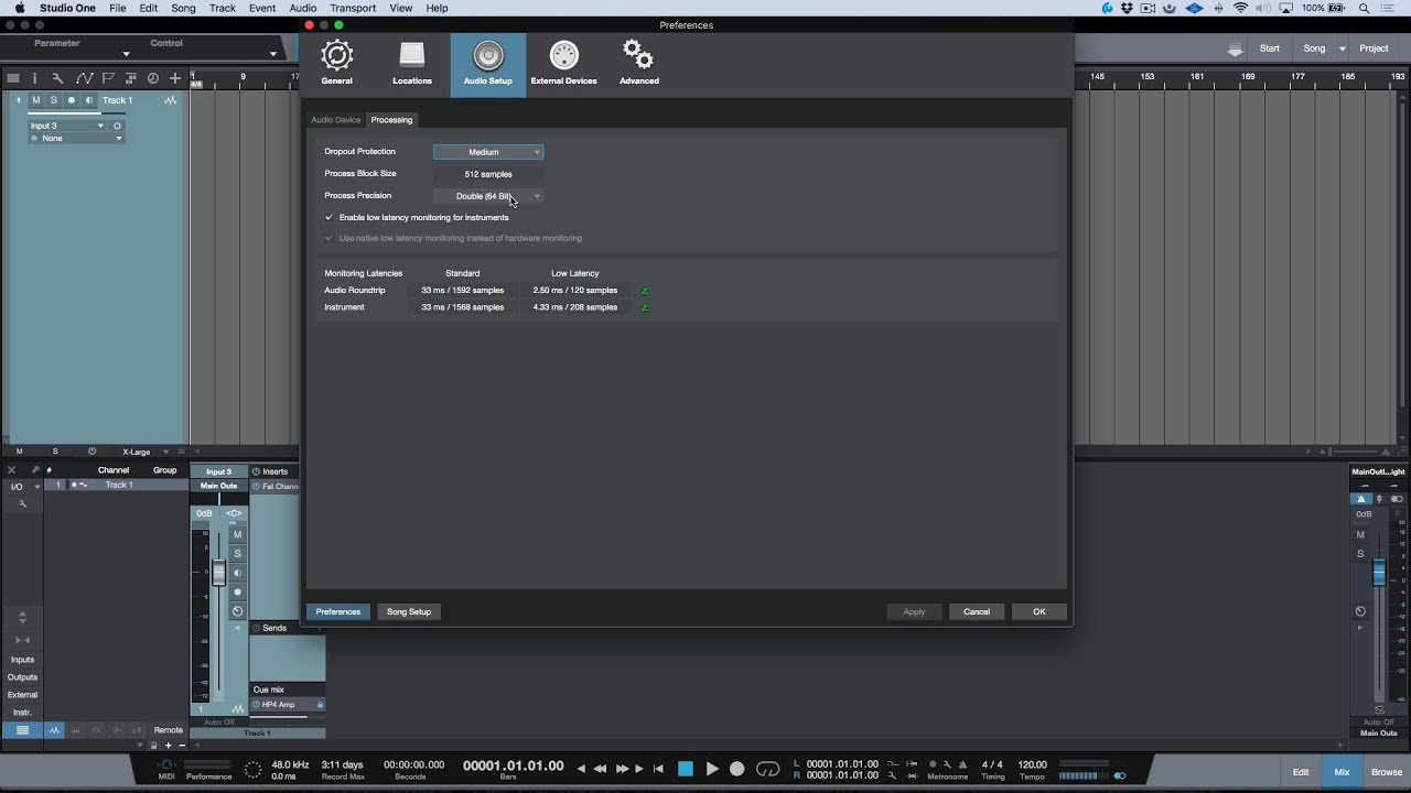 Software Monitoring Using Native Low Latency Monitoring In Studio One 3 5 Youtube