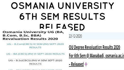 Osmania University 6th sem results released|check now link here