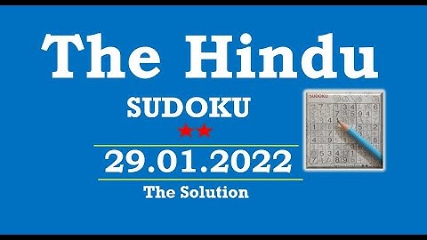 The Hindu  Sudoku Jan 29, 2022 - 2 Star - The Solution