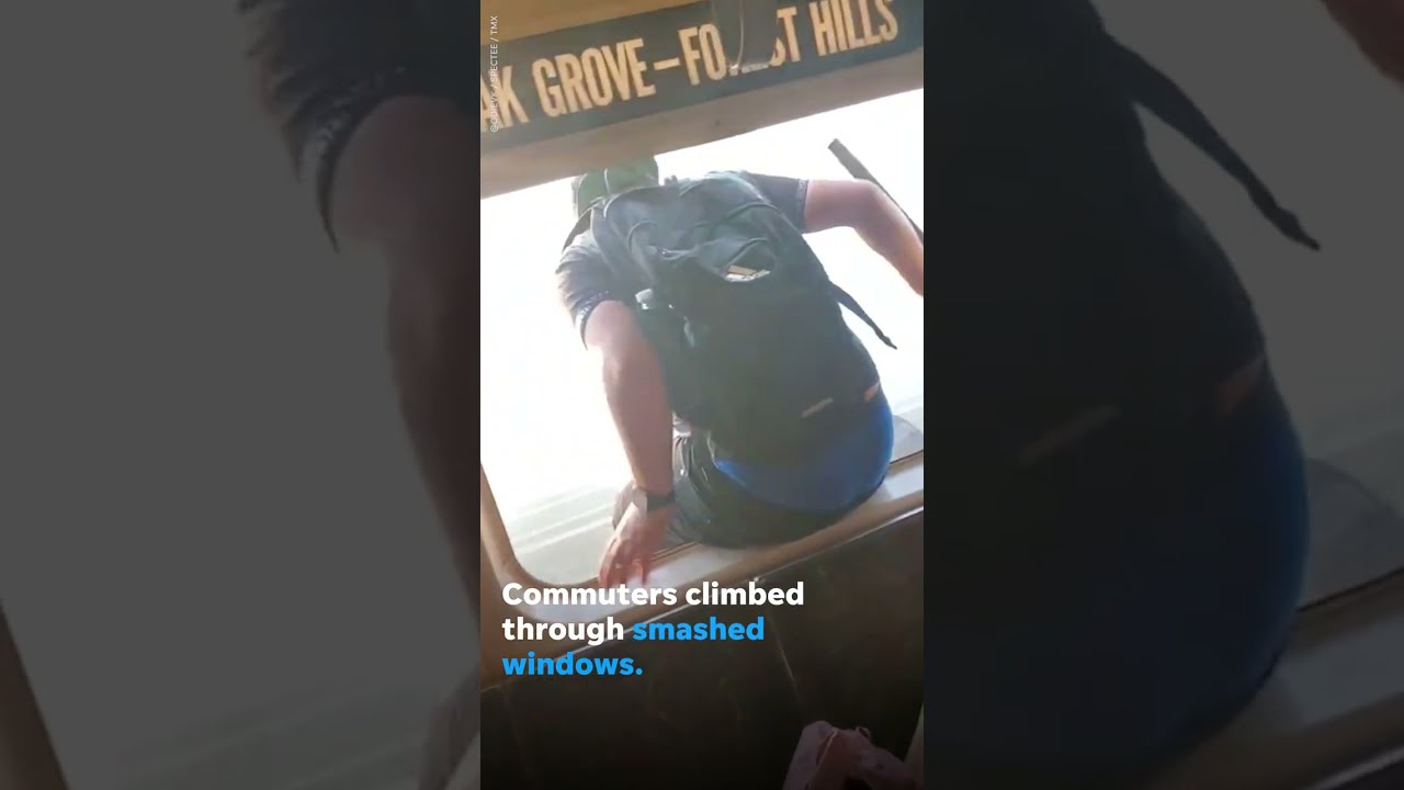 Riders evacuate through windows of fiery train | USA TODAY #Shorts