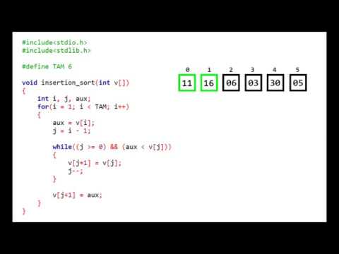 Como ordenar um vetor com o algoritmo INSERTION SORT