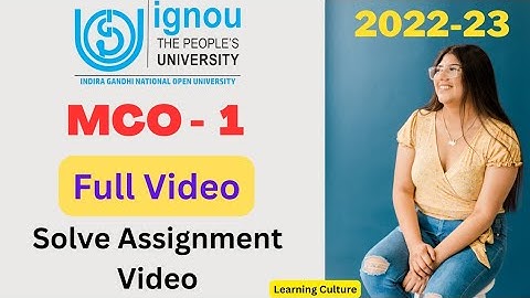 MCO - 1 Solved Assignment 2022-23 // MCO - 1 SOLVED ASSIGNMENT 2022 // #mcom #ignou