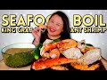 KING CRAB LEGS SEAFOOD BOIL + GIANT SHRIMP + DUNGENESS CRAB LEGS MUKBANG 먹방 EATING SHOW! *OMG*