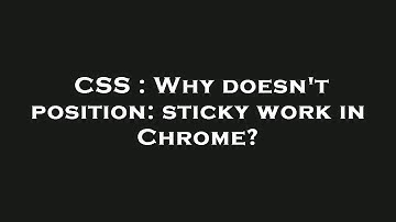 CSS : Why doesn