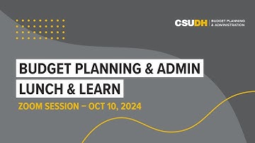 Budget – Lunch & Learn (Oct 10, 2024)