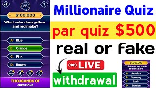 millionaire quiz app real or fake || millionaire quiz game se paise kaise nikale || millionaire quiz screenshot 5