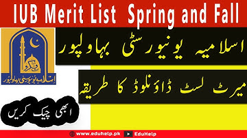 IUB Merit List 2021 Fall and Spring