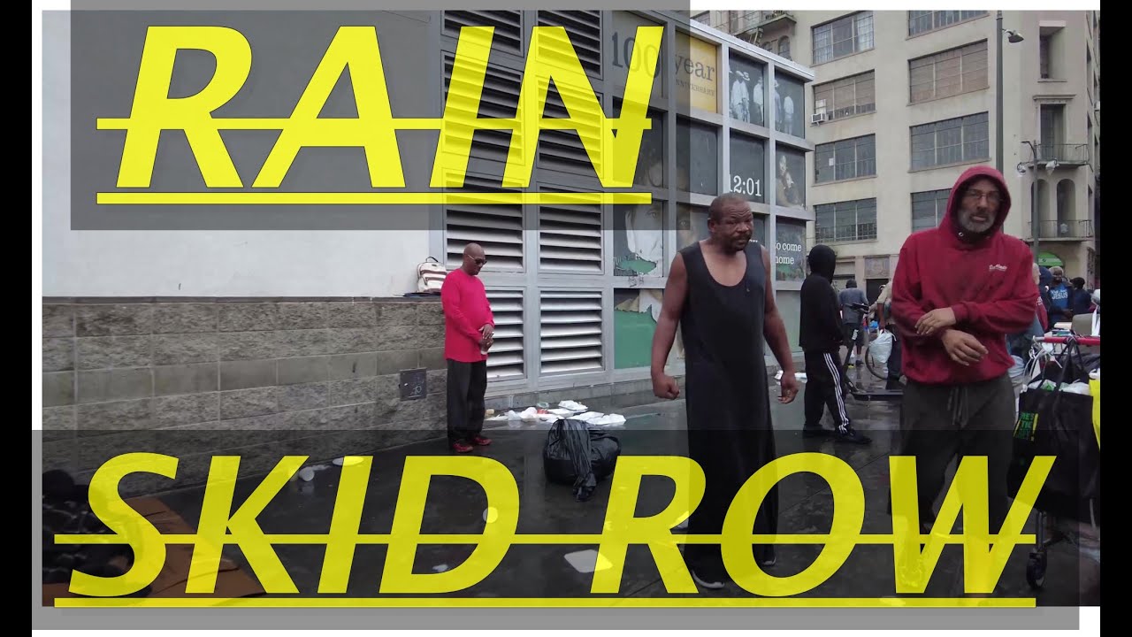 Rain Rats at The Homeless Encampments Skid Row Downtown Los Angeles