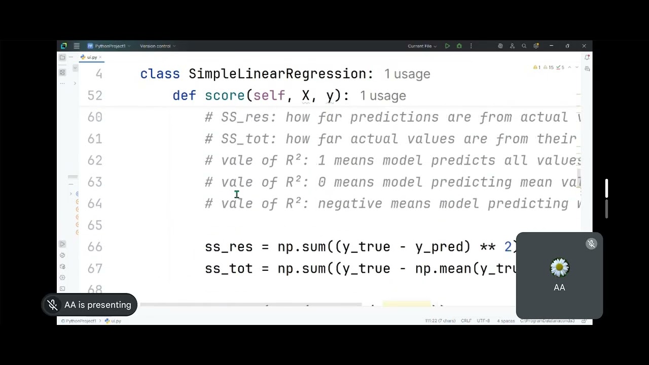 Simple Linear Regression Python code (Machine Learning) - YouTube