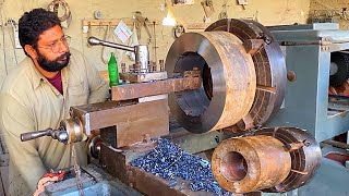 Wonderful process of manufacturing taper bush pulley for stone crusher machine on Big Lathe Machine