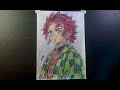 "Tanjiro Kamado Drawing | Demon Slayer Pencil Color Sketch | neelart407