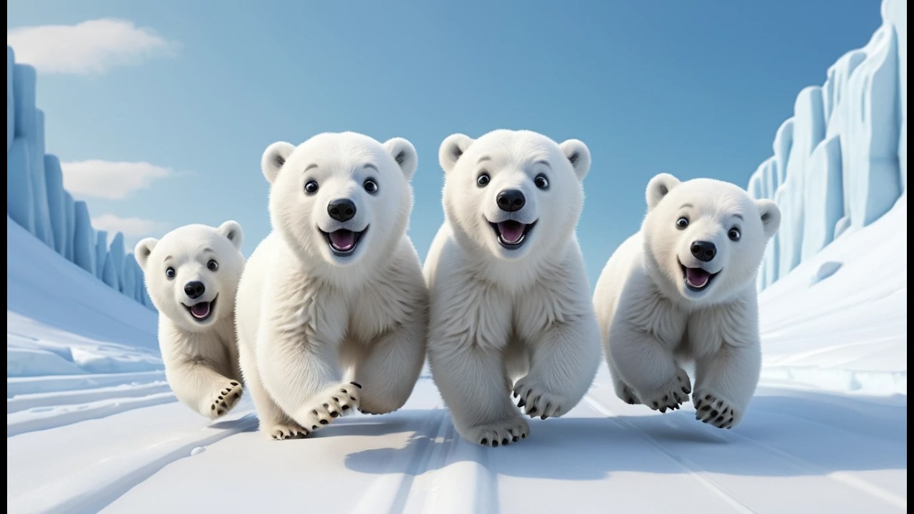 Wische und lerne die fünf Eisbärenjunge kennen | Interaktives Kinderlied zum Mitsingen