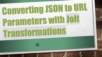 Converting JSON to URL Parameters with Jolt Transformations