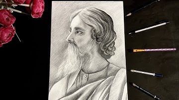 Rabindranath Tagore Sketching, How to draw Rabindranath Tagore