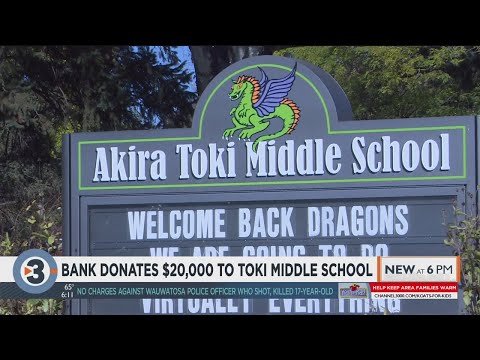 Bank donates $20,000 to Toki Middle School