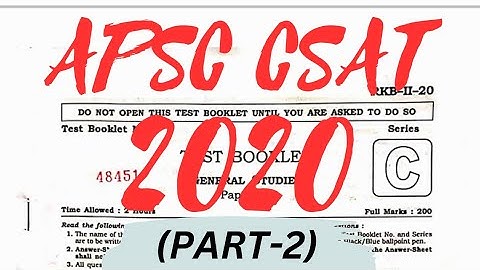 (Part-2) APSC CSAT 2020 Solution/ vvimp for #apscprelims  2023