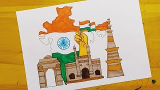 رسم لمحات من الهند || Drawing glimpses of India 1