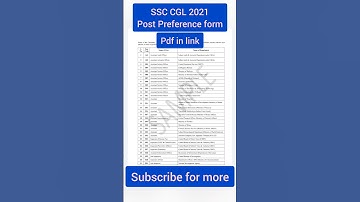 SSC CGL 2021 POST PREFERENCE FORM | SSC CGL 2021 OPTION FORM