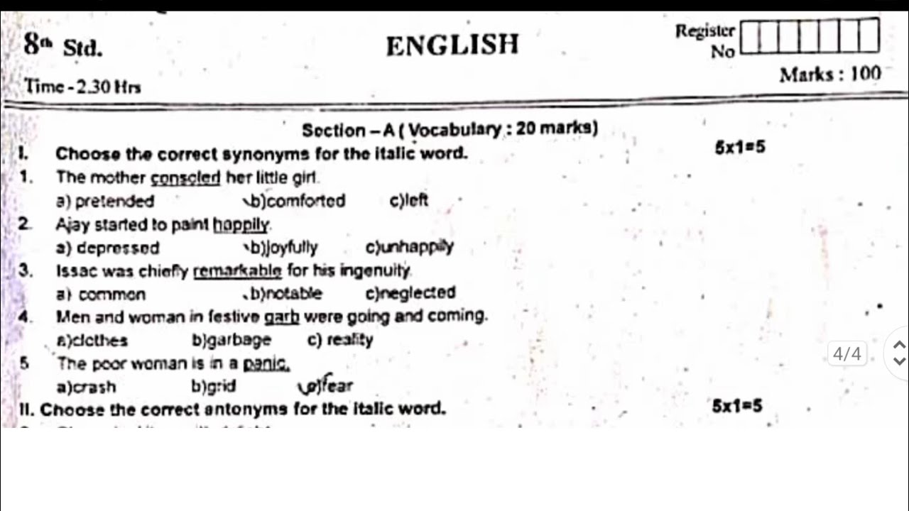 8th Standard English Quarterly Exam Question Paper YouTube 8th-standard-english-quarterly-exam-question-paper-youtube