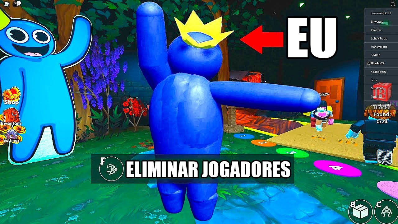 ENCONTRAMOS O AZUL BABÃO E TEMOS QUE NOS ESCONDER NO ROBLOX!! (Rainbow  Friends) 